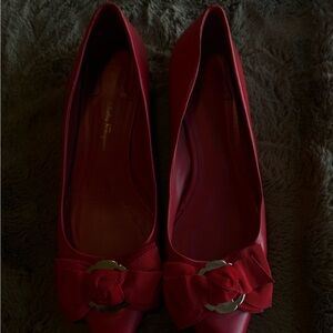 Salvatore Ferragamo Women's Red Bow short heel